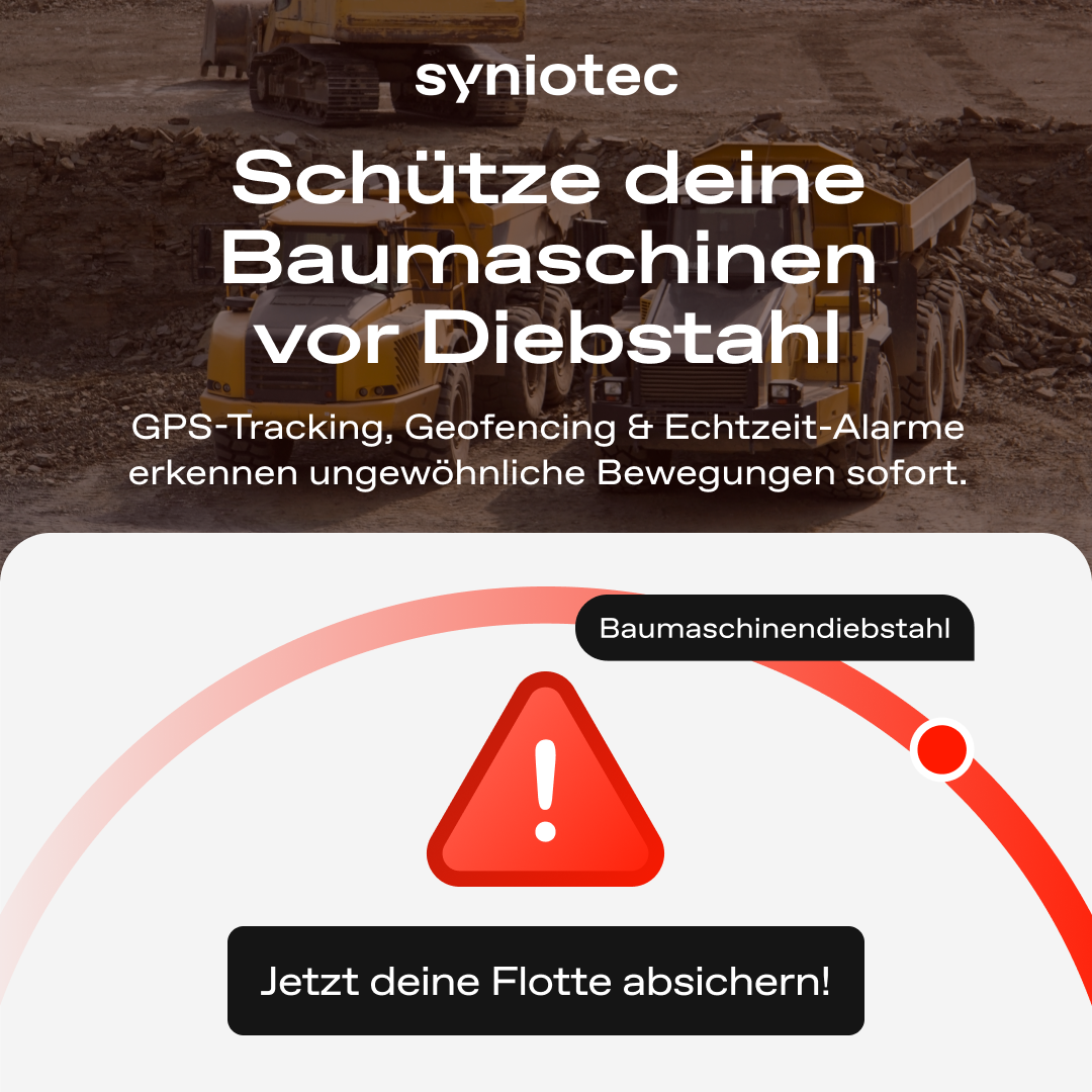 Syniotec Facebook ad: Baumaschinen jederzeit orten & absichern