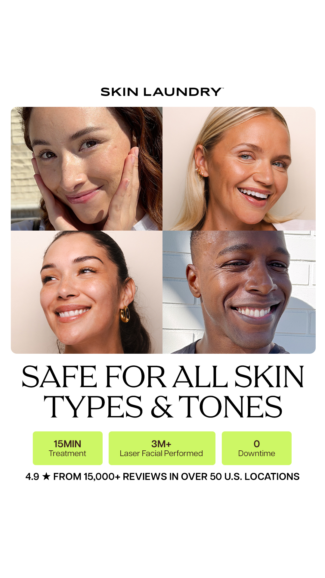 Skin Laundry Facebook ad: First Laser Facial $50 ($275 Value)