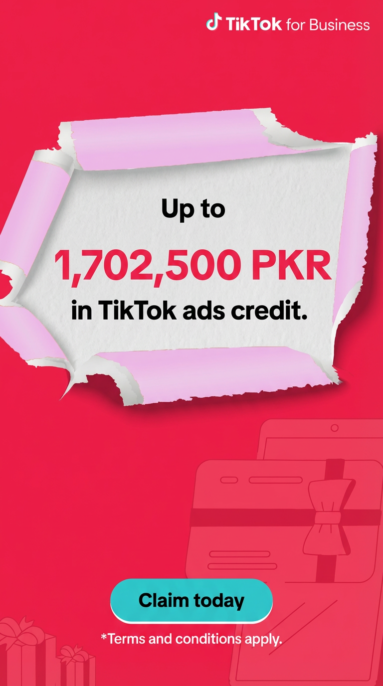 TikTok For Business Facebook ad: Invest in your growth. Claim up to PKR 1,702,500 in TikTok…