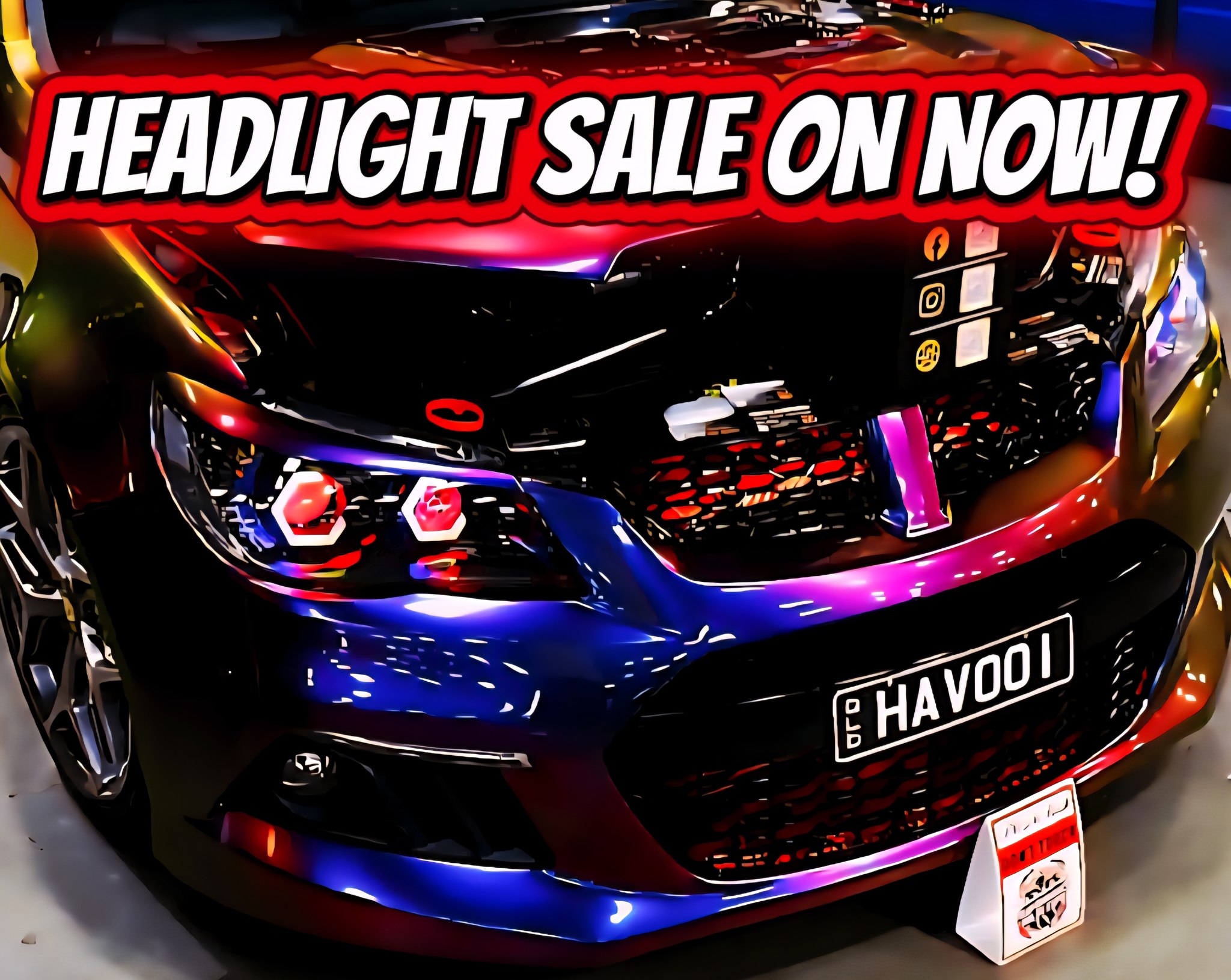 Aurora Custom Headlights Facebook ad: AFTERPAY AVAILABLE