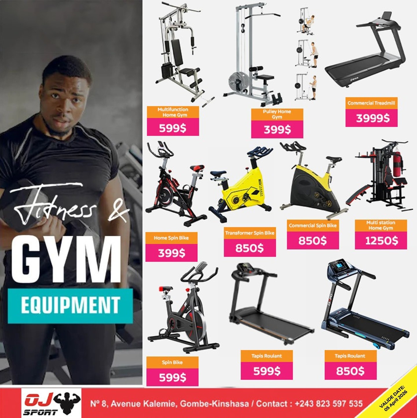 OJ Sport Facebook ad: ÉQUIPEMENT DE FITNESS CHEZ OJ SPORT