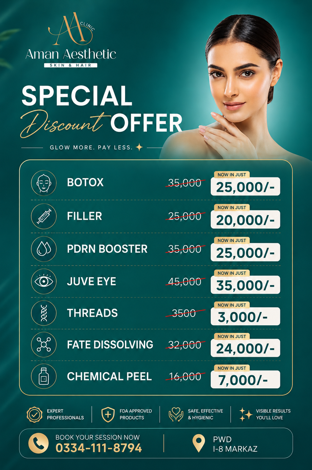 Aman Aesthetic Clinic Facebook ad: Limited Time Offer