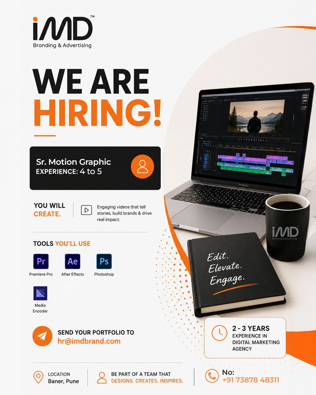 IMD Brand Facebook ad: We Are Hiring: Sr. Motion Graphic Designer
