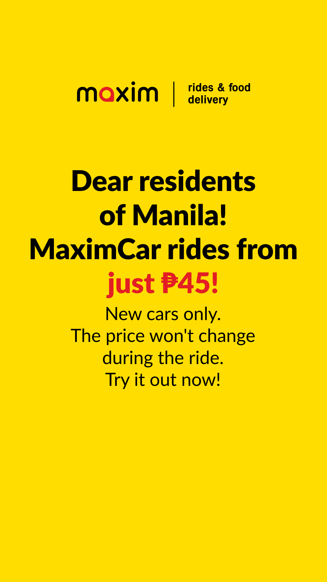 Maxim - rides&food delivery. Manila Facebook ad