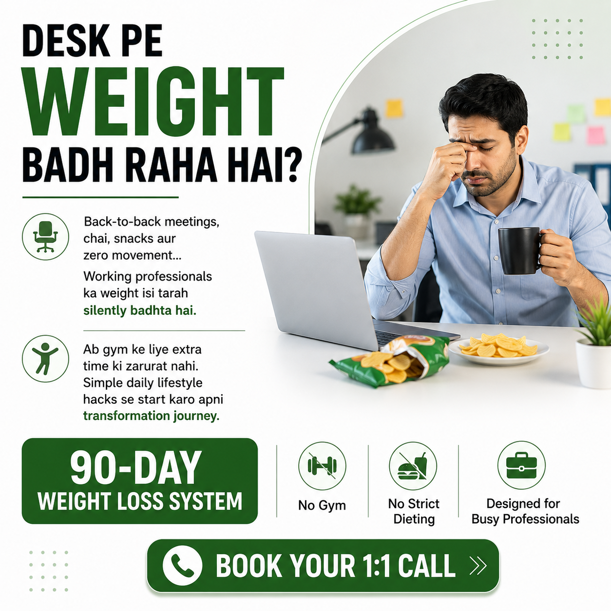 Dr Mohnish Gandhi Facebook ad: Office Job Ne Belly Fat Badha Diya?