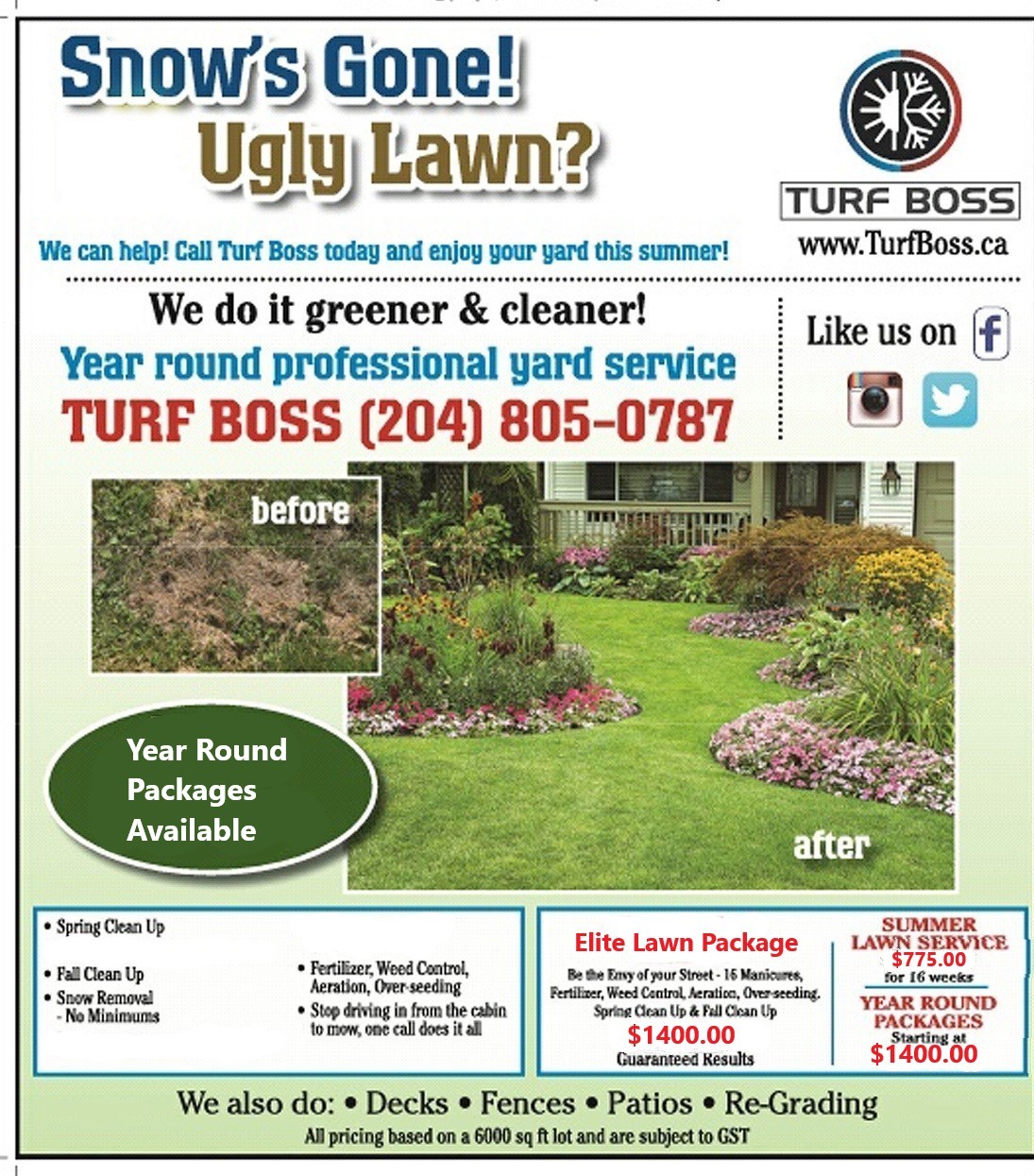Turf Boss Landscaping Facebook ad: Snow Clearing