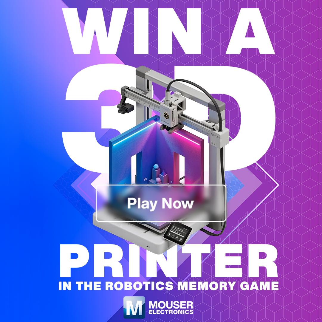 Mouser Electronics Facebook ad: Play. Match. Win a 3D Printer.