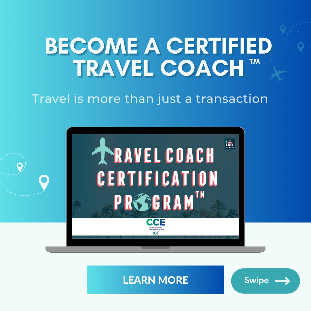 The Travel Coach Network Facebook ad: Have you experienced a transformation through travel so…