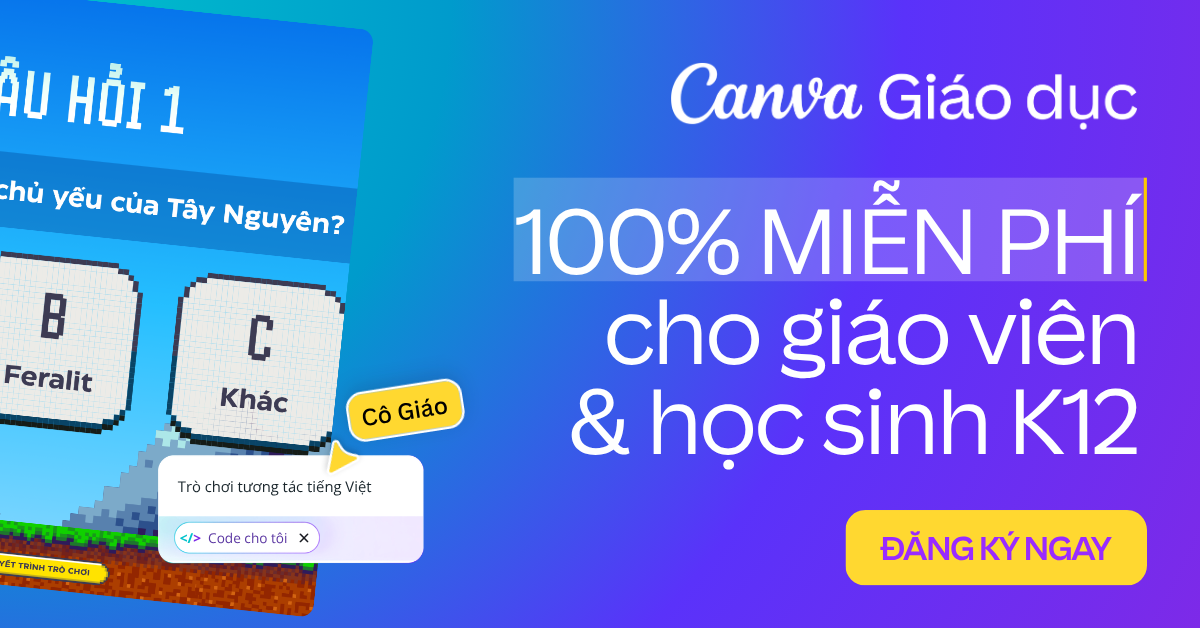 Canva Vietnam Facebook ad: Đăng ký Canva Giáo dục miễn phí