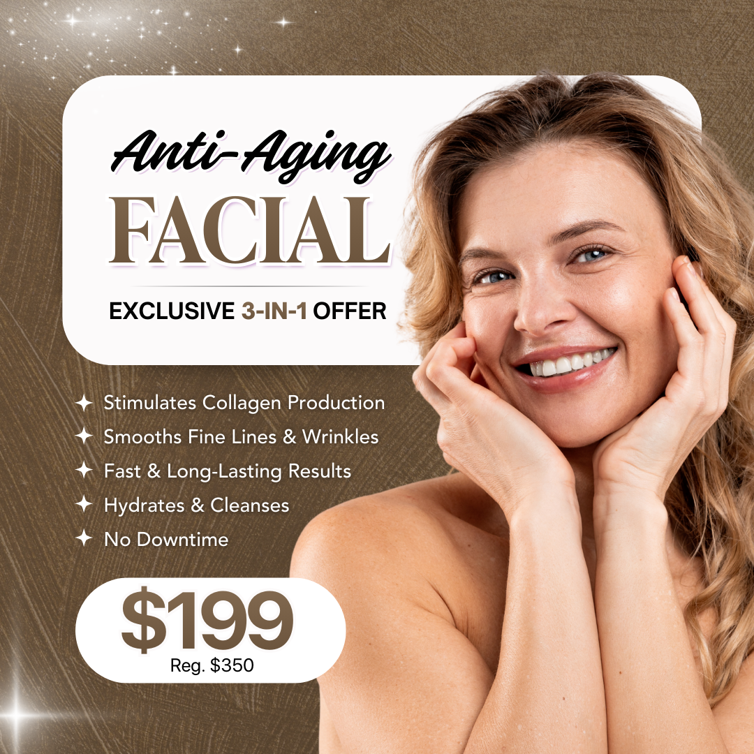 My Dental Touch Wellness Studio Facebook ad: Bye Bye Wrinkles, Hello to Glowing Skin Just $199