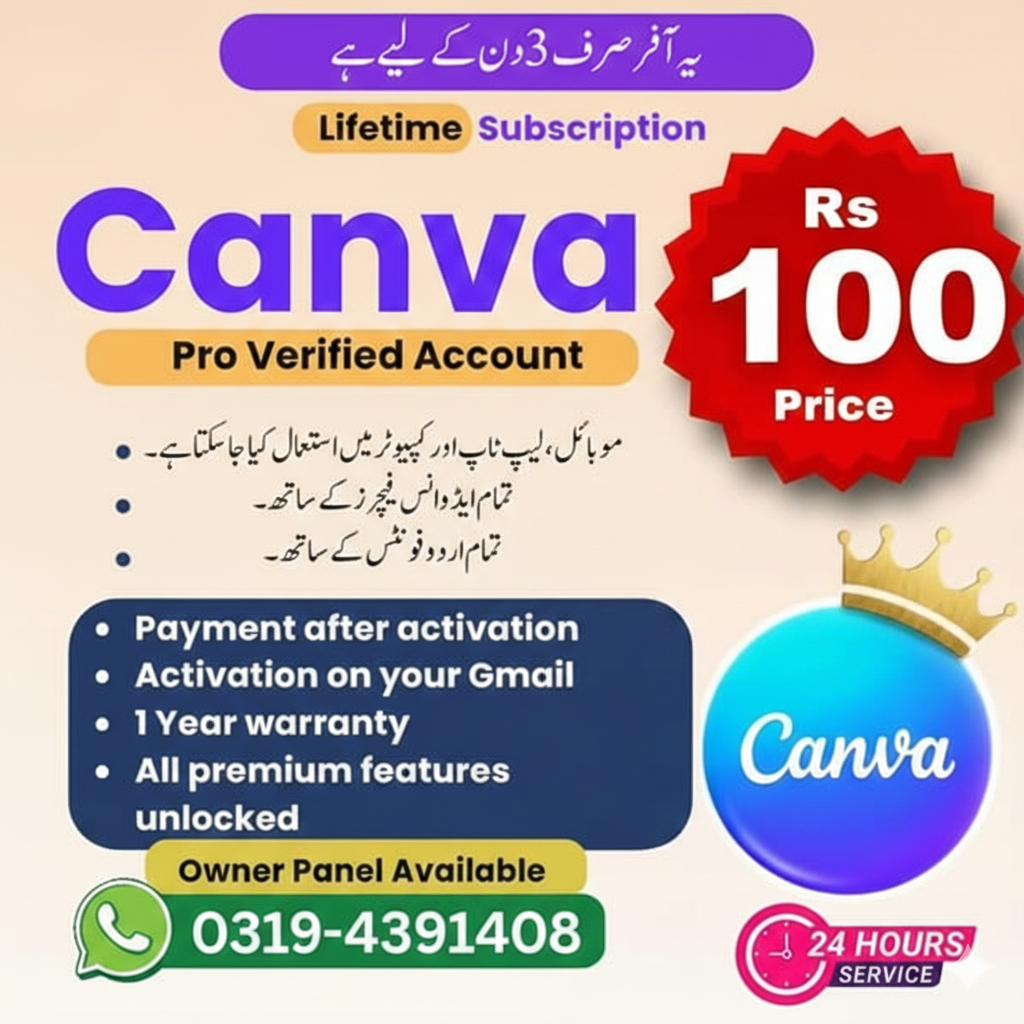 HyberSoft Tech Facebook ad: Canva Pro in just Rs.100/=