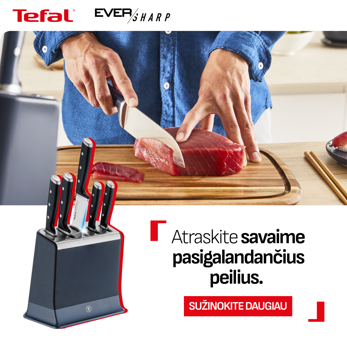 Tefal Facebook ad: Visada aštrūs. Jokių pastangų.