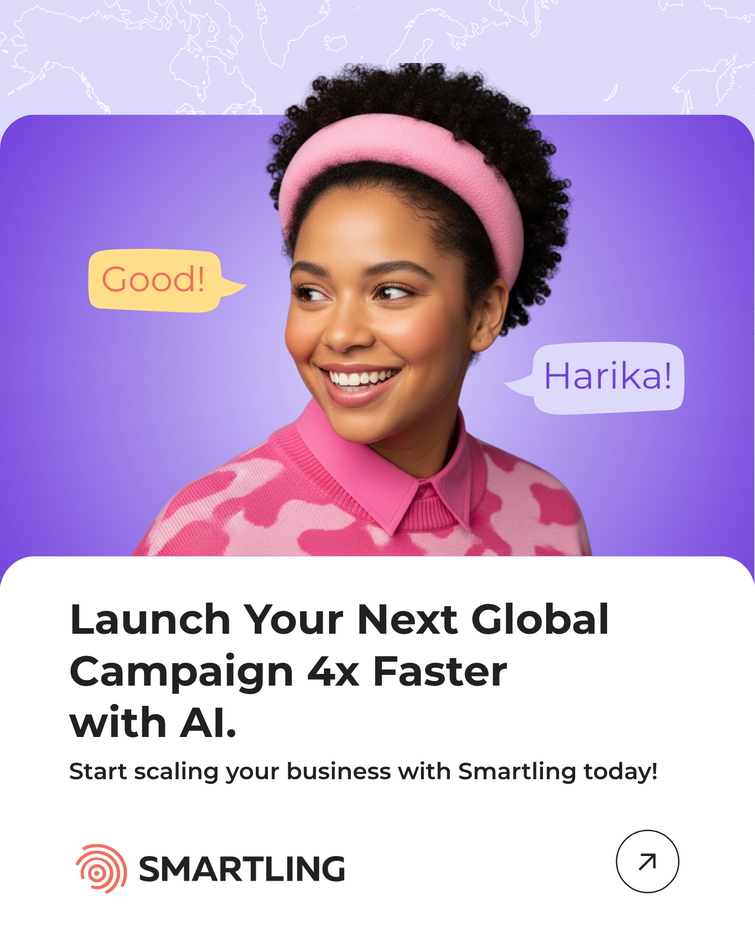 Smartling, Inc. Facebook ad: Speed up campaign localization with AI.
