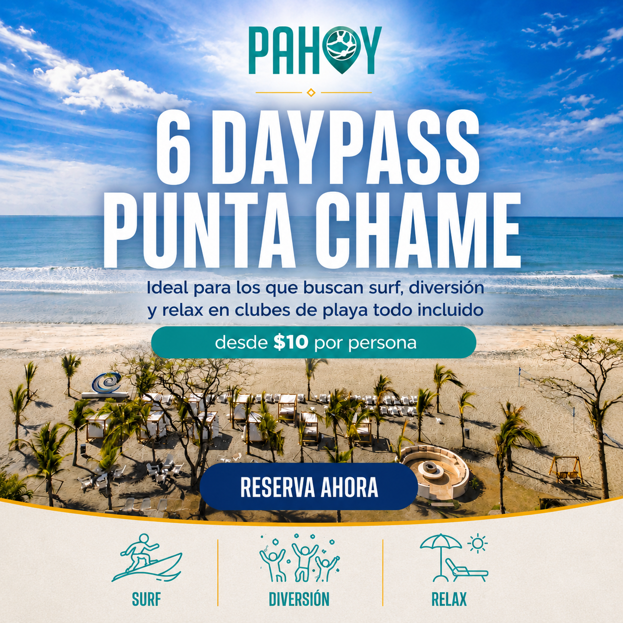 QuehayPahoy Panama Facebook ad: 6 daypass en Punta Chame pa' disfrutar el…