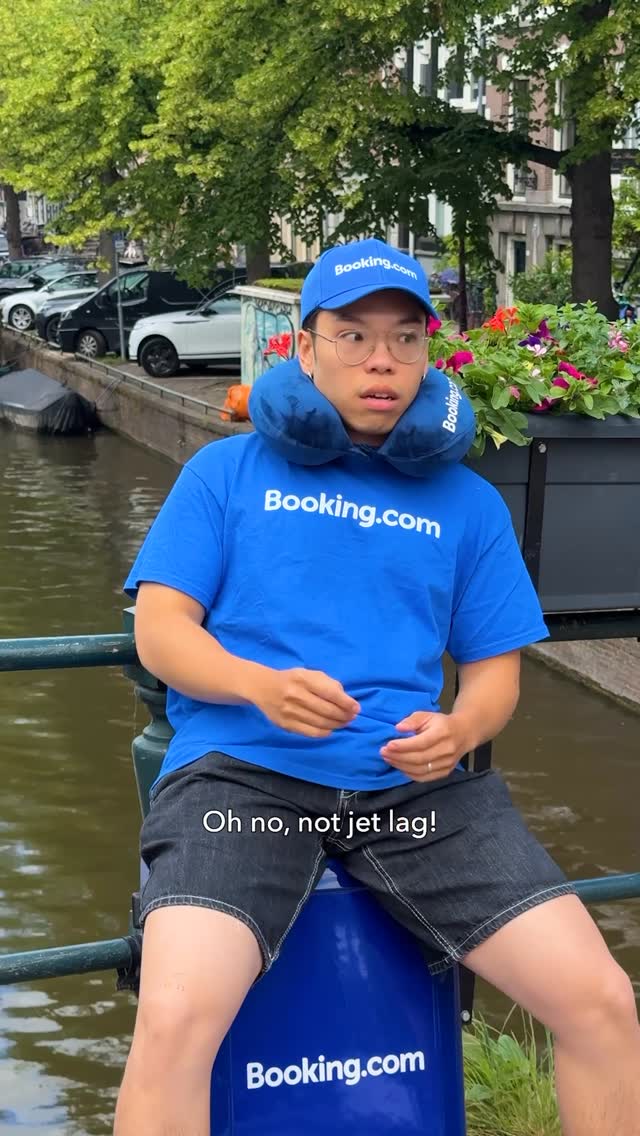 Booking.com Facebook ad: Easy trip. Difficult jet lag.