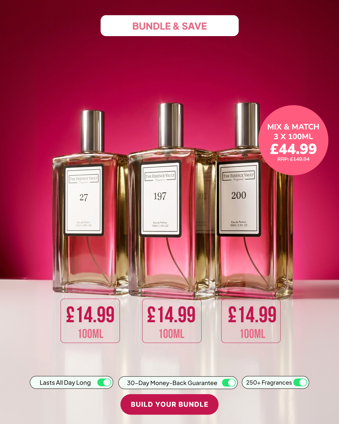 The Essence Vault Facebook ad: Designer Inspired Fragrances For Less