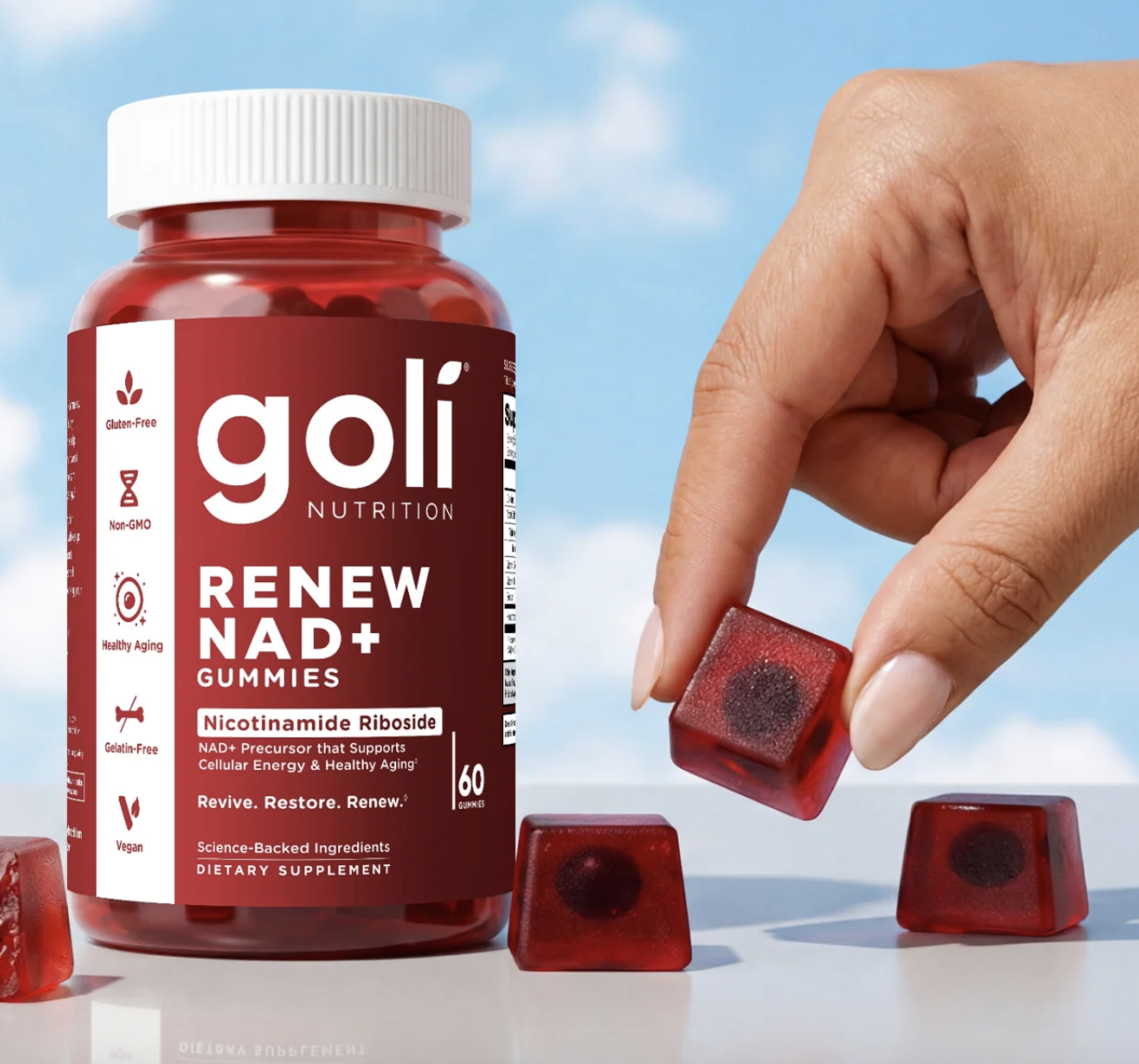 Goli Facebook ad: Introducing NAD+ Gummies.