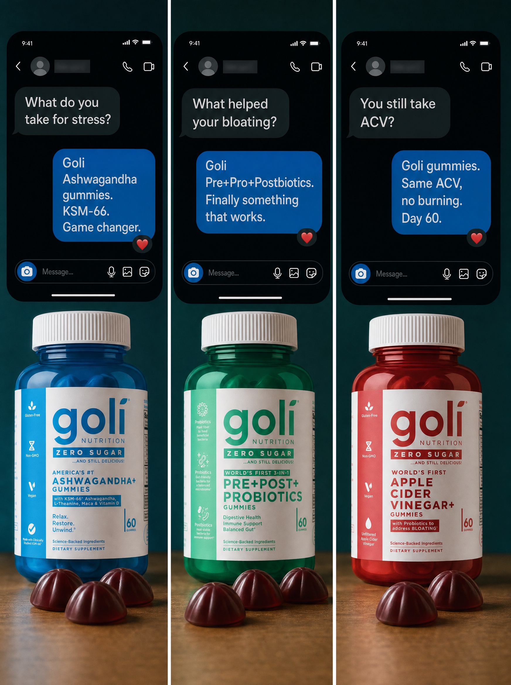 Goli Facebook ad: OVER 60% OFF + 100% FREE Shipping