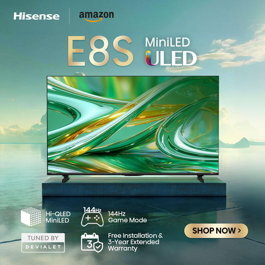Hisense Middle East Facebook ad: Hisense 65 Inch E8S Series Mini LED 4K Smart TV, Native…
