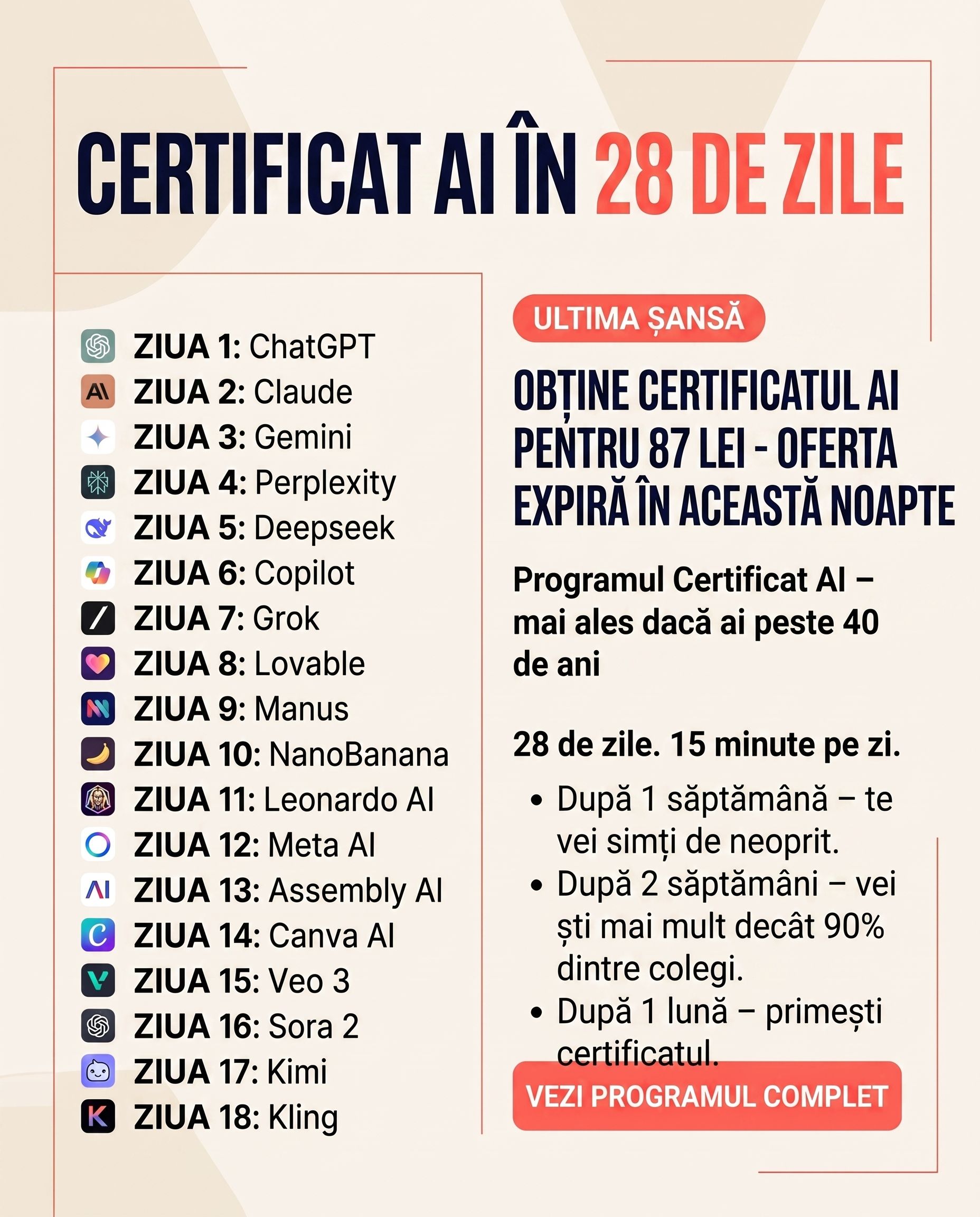 Lernejo AI România Facebook ad: Învață să folosești AI