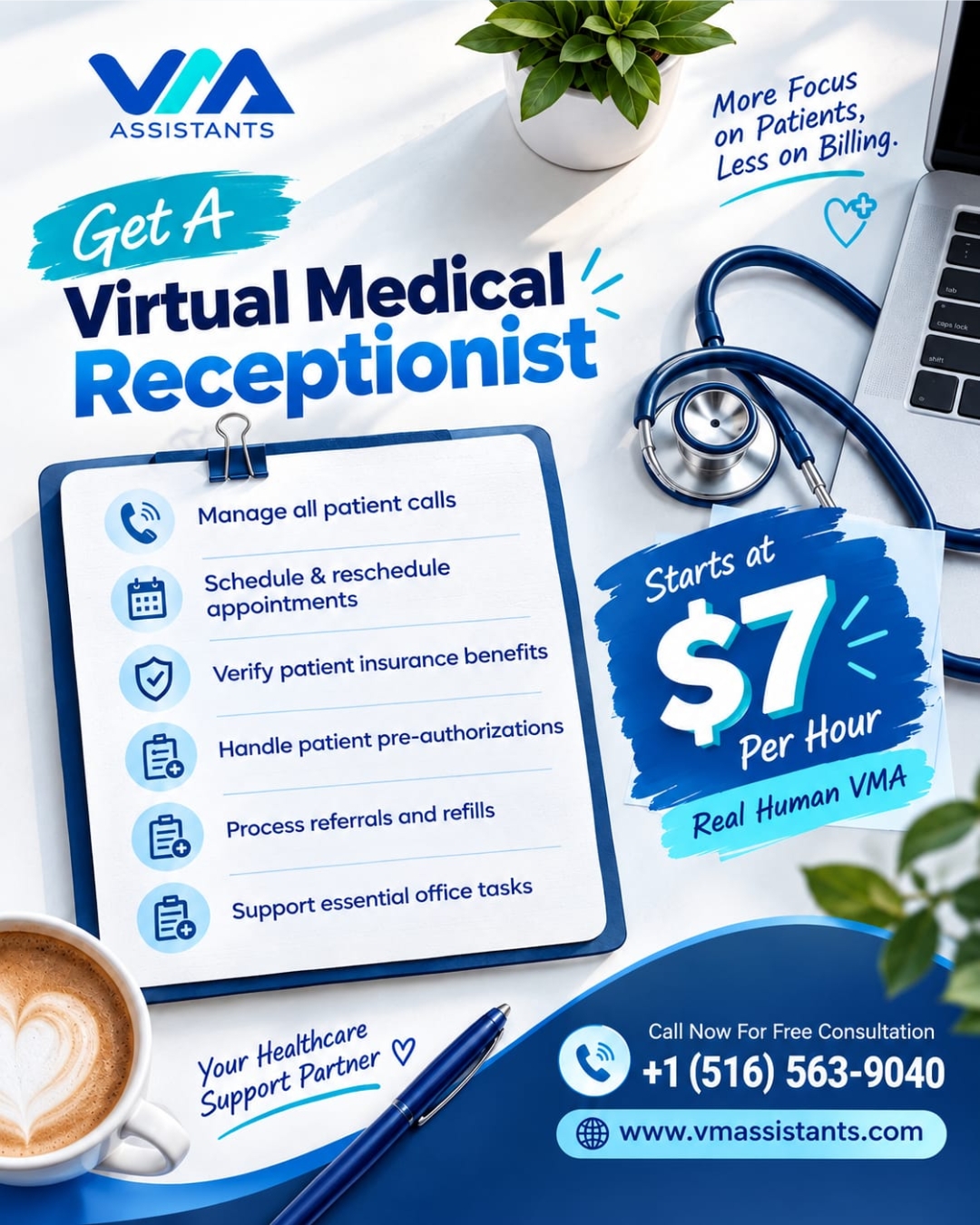 VMA Solutions Facebook ad: Get Expert VA's at Just $7/hr