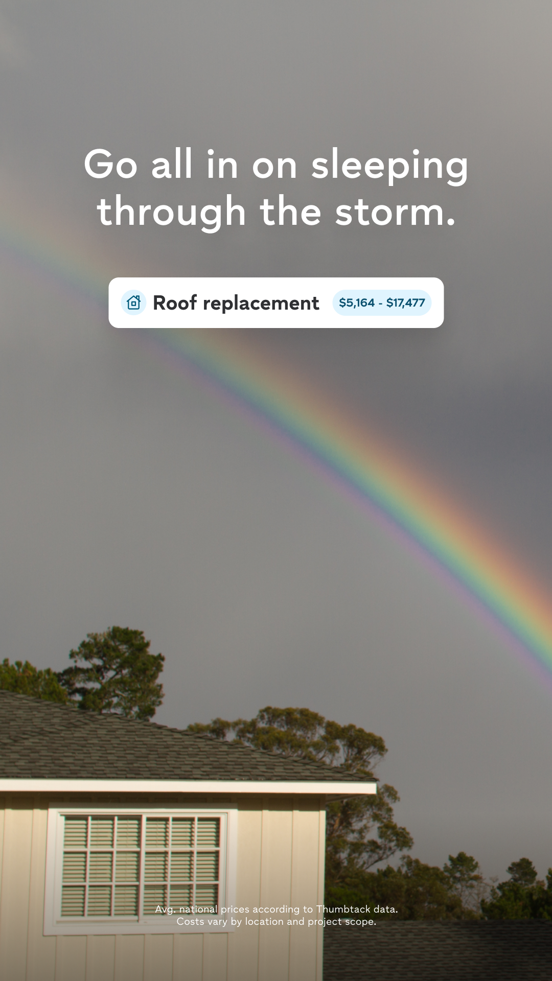 Thumbtack Facebook ad: Find roofing pros.