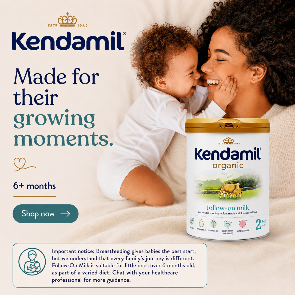 Kendamil Qatar Facebook ad: Pure Love, Pure Milk