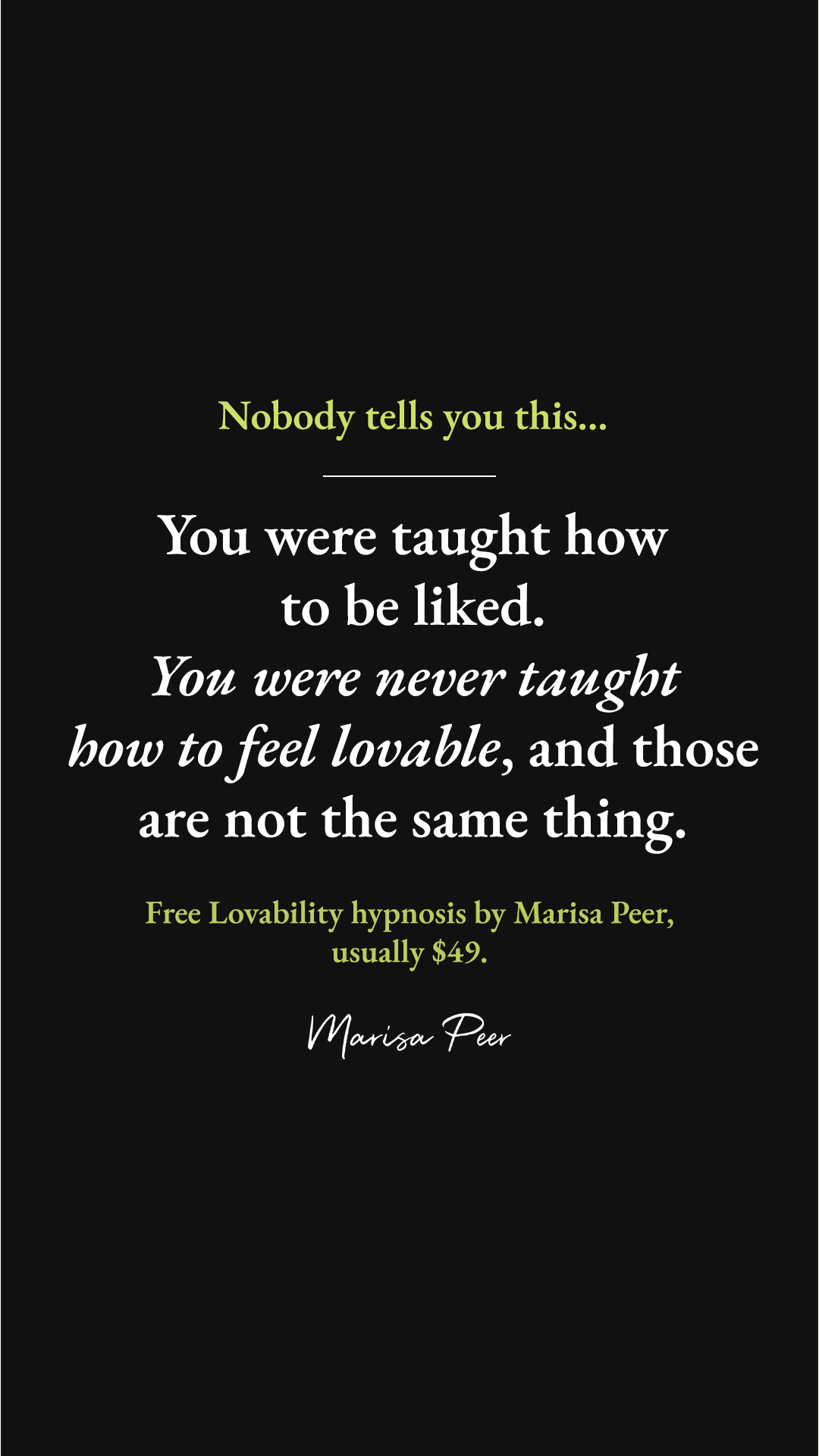 Marisa Peer Facebook ad: Feel Worthy And Deserving Of Real Love