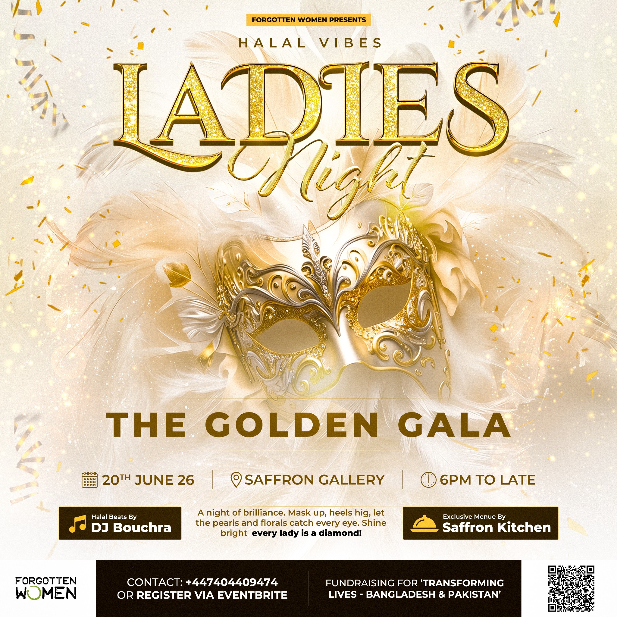 Eventsatforgottenwomen Facebook ad: Ladies Night: The Golden Gala (Halal Vibes)