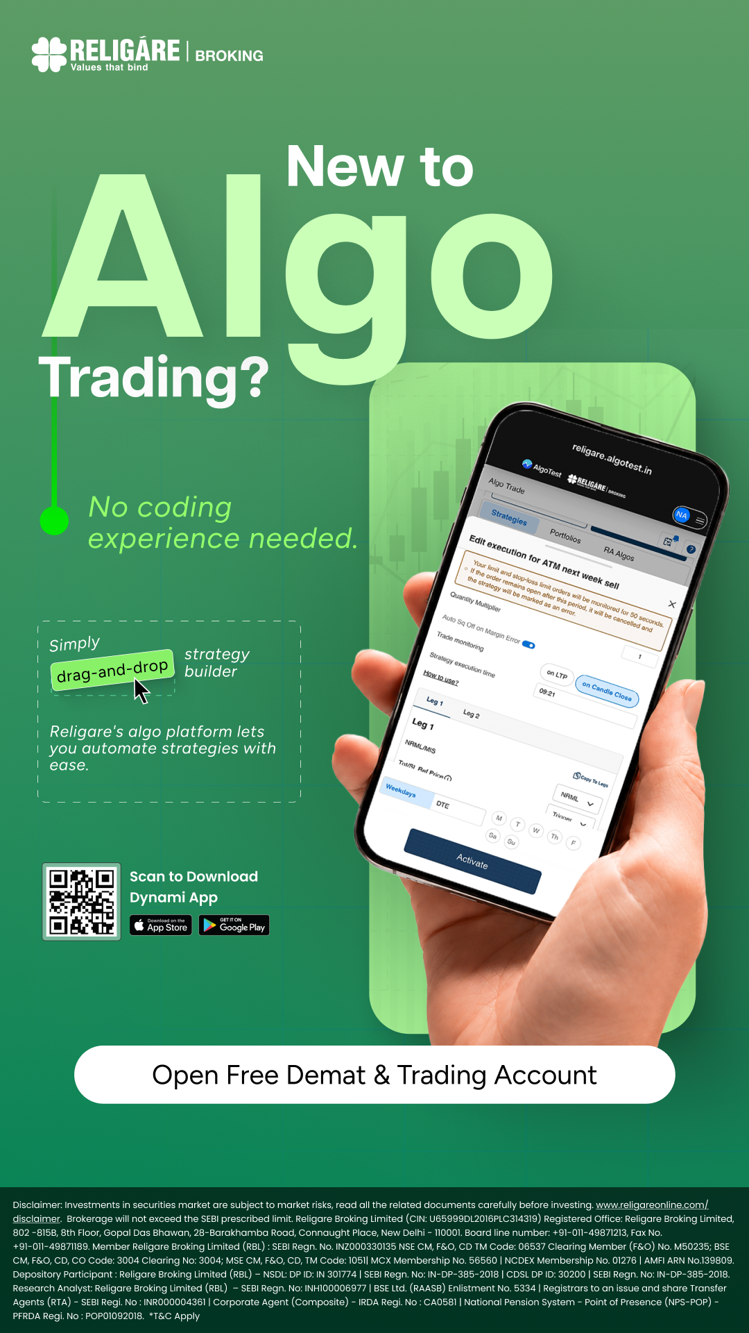 Religare Broking Facebook ad: Free Algo Trading Platform