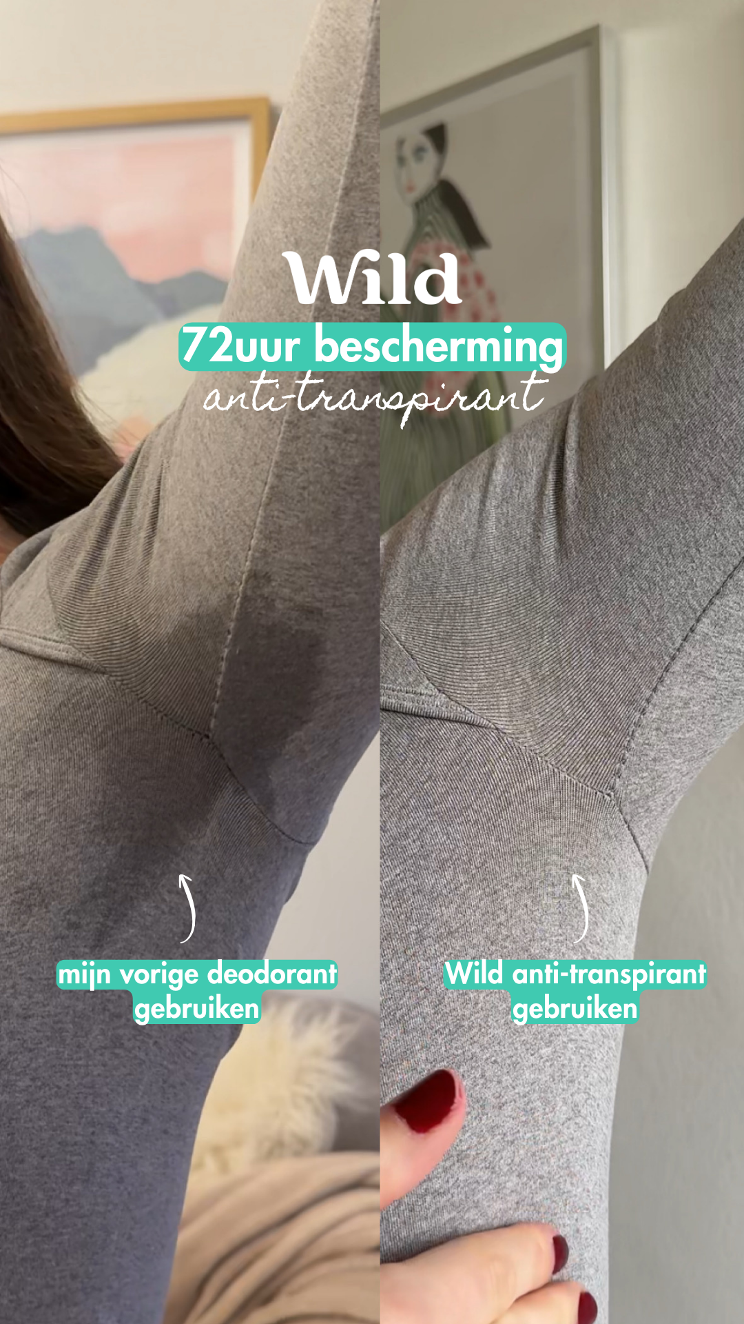 Wild Facebook ad: 72 uur lang bescherming tegen zweet en geurtjes.