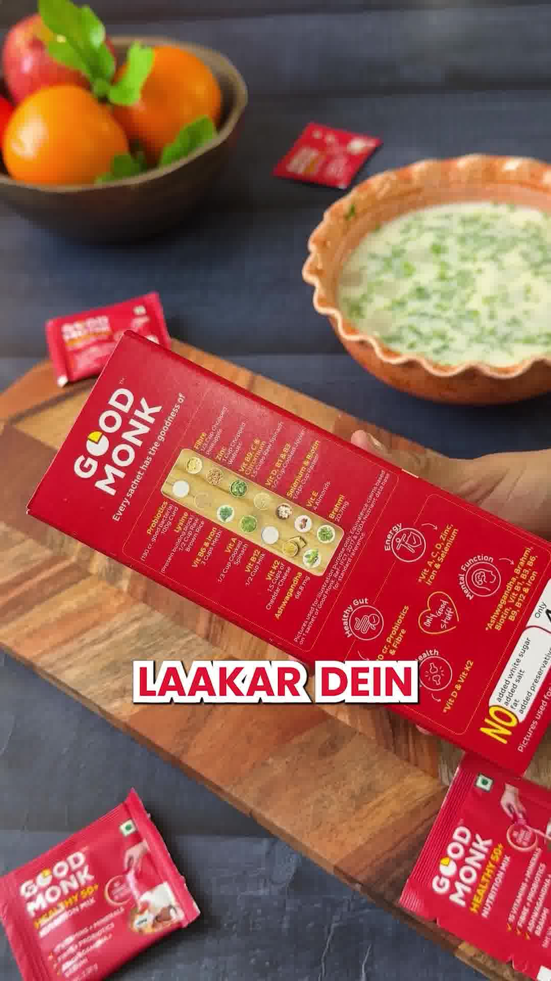Good Monk Facebook ad: Simply mix into any meal - no taste change