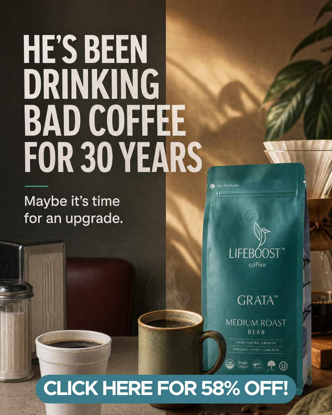 Lifeboost Coffee Facebook ad