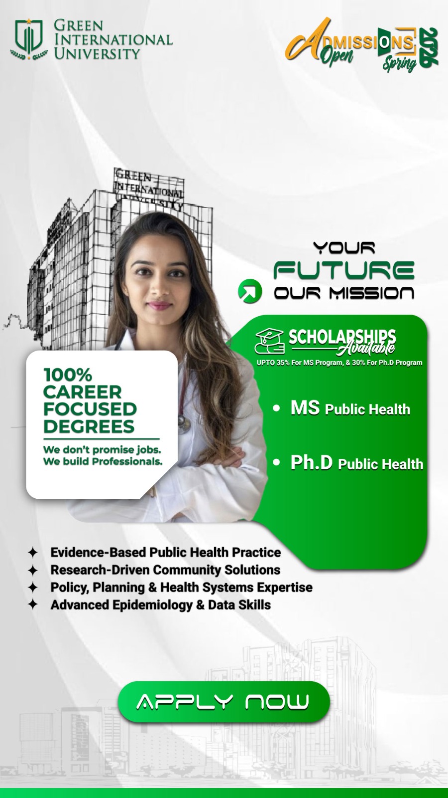Green International University Facebook ad from Jan 6, 2026