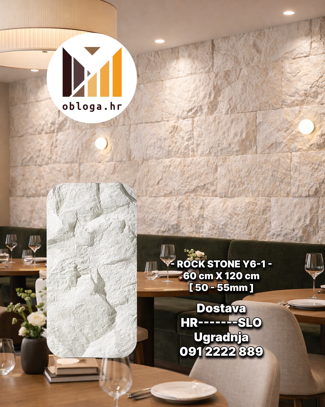 Obloga.hr Facebook ad: Dekorativni kamen Rockstone/Travertino izgled kamena bez…