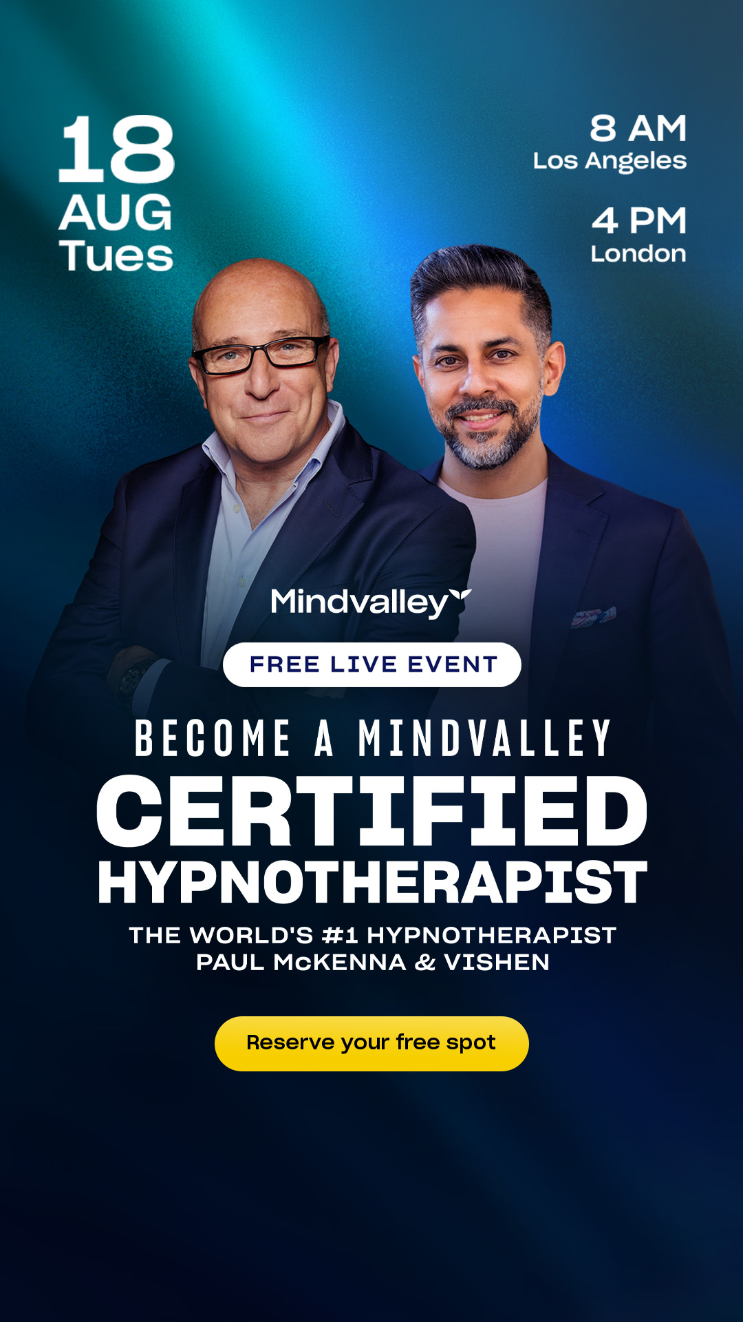 Mindvalley Facebook ad from Aug 12, 2026