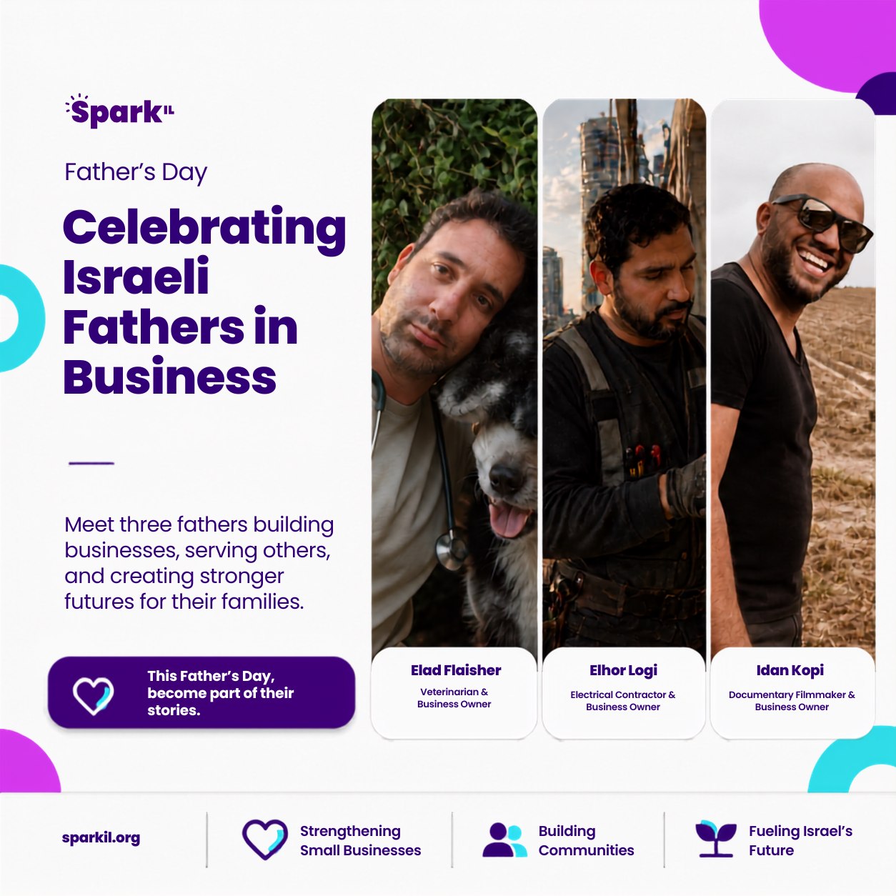 Spark IL- Micro lending, Macro Impact for Israel Facebook ad: This Father’s Day, meet three Israeli fathers building…