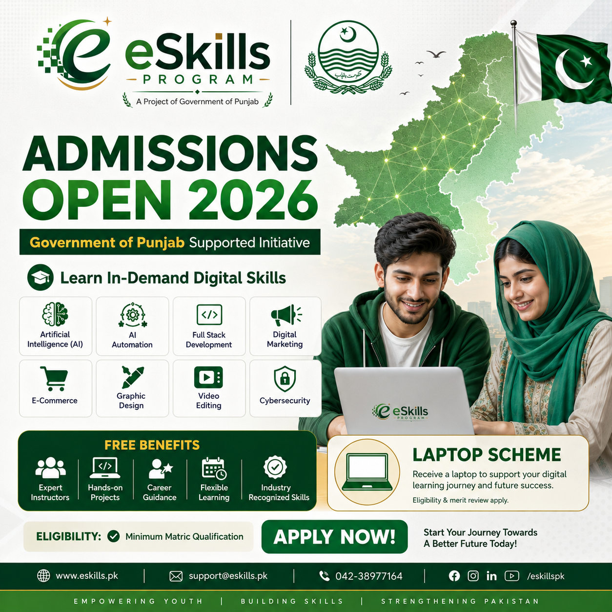 ESkills - National Skills Development Program Facebook ad: Admissions Open - FREE eSkills Training
