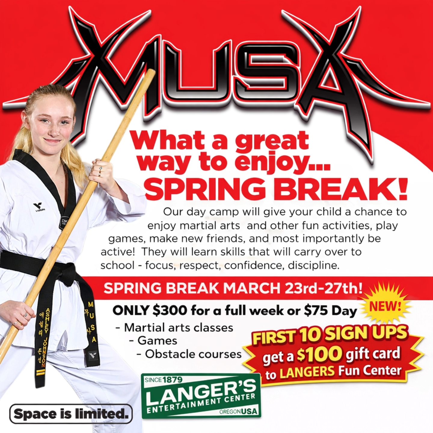 Musa Sherwood Facebook ad: Spring Break Camp is HERE!
