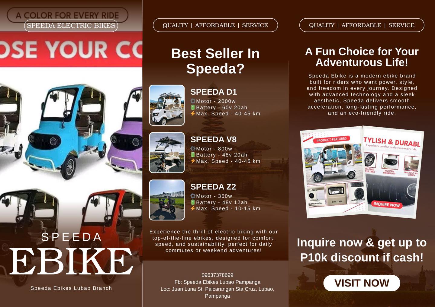 Speeda Ebikes Lubao Branch Facebook ad: AVAIL NA