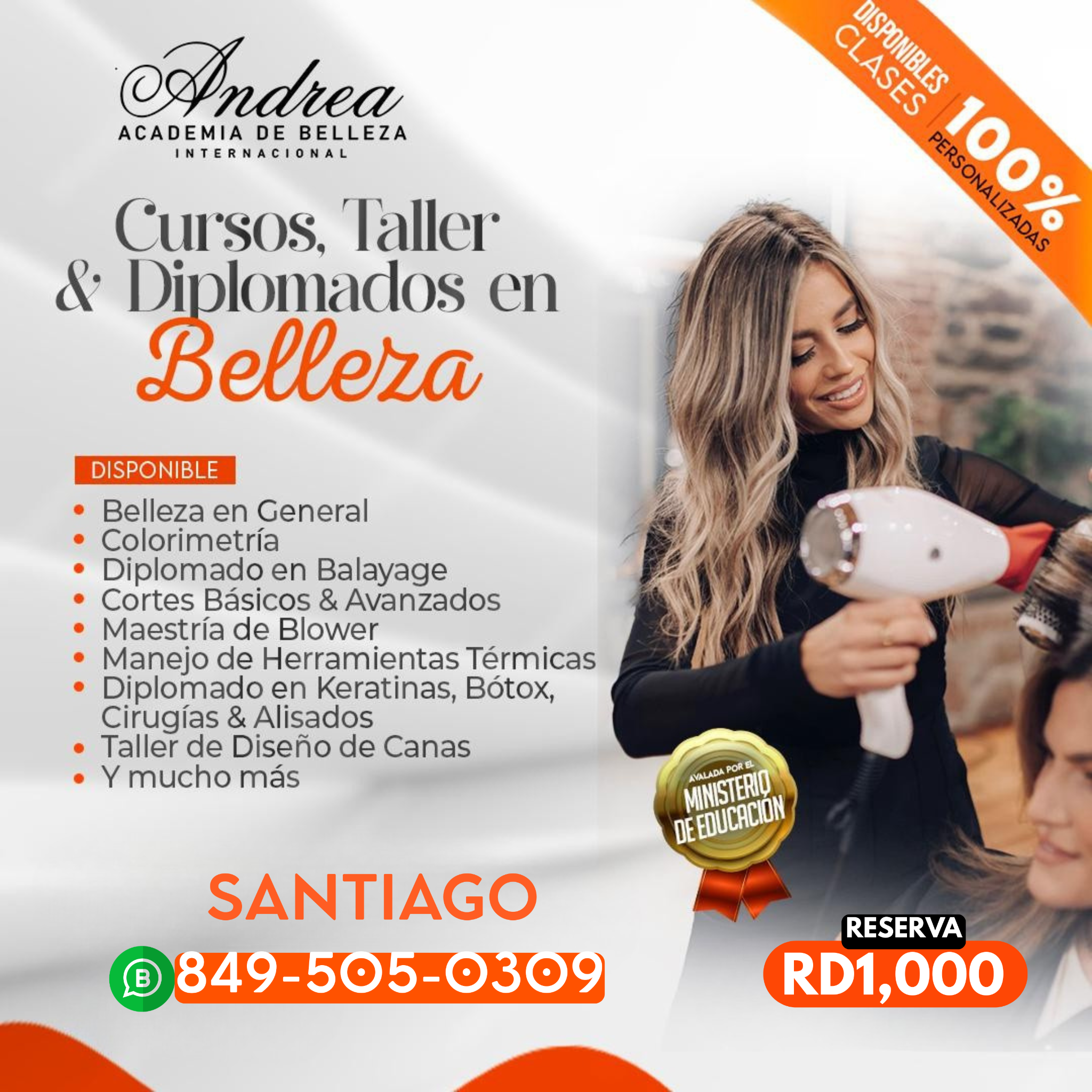 Andrea Academia de Belleza Santiago Facebook ad: Cursos en Belleza Profesional