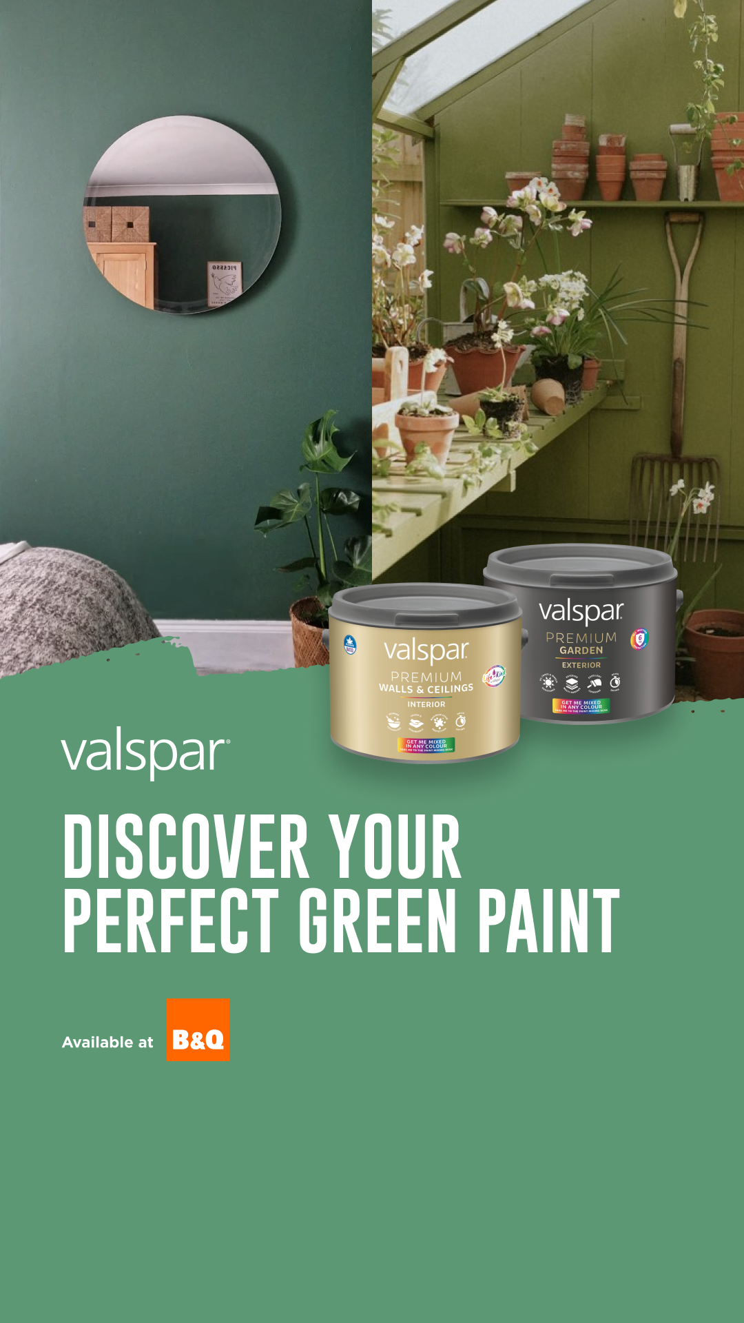 Valspar UK & Ireland Facebook ad: From soft light green to deep forest shades…