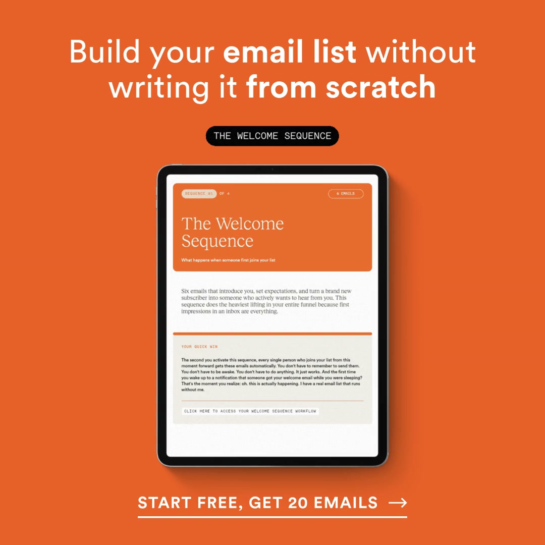 Jenna Kutcher Facebook ad: 20 emails that work while you're not even watching