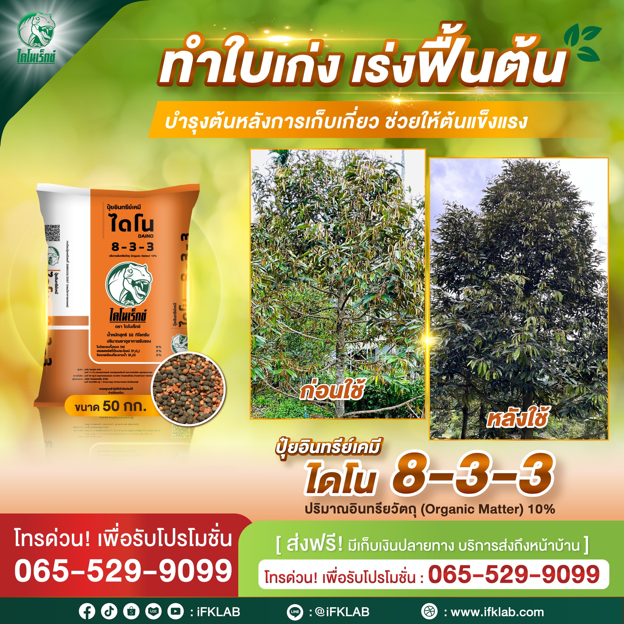 สารปรับปรุงดิน ไดโนเร็กซ์ Facebook ad: ใส่ปุ๋ยเท่าไหร่…ต้นก็ยังไม่ฟื้น!