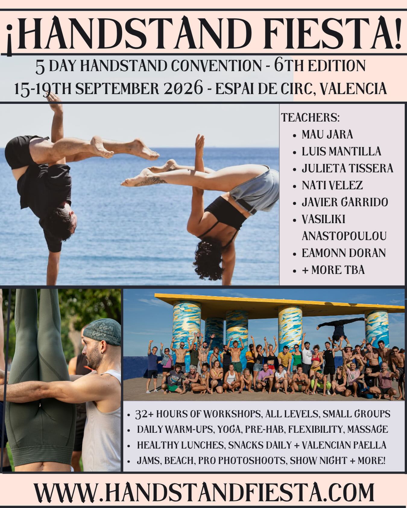 handstandfiesta Facebook ad: Join the Handstand Fiesta in Valencia this summer.