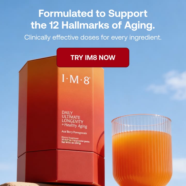 IM8 Global Facebook ad: Longevity Starts at the Cellular Level