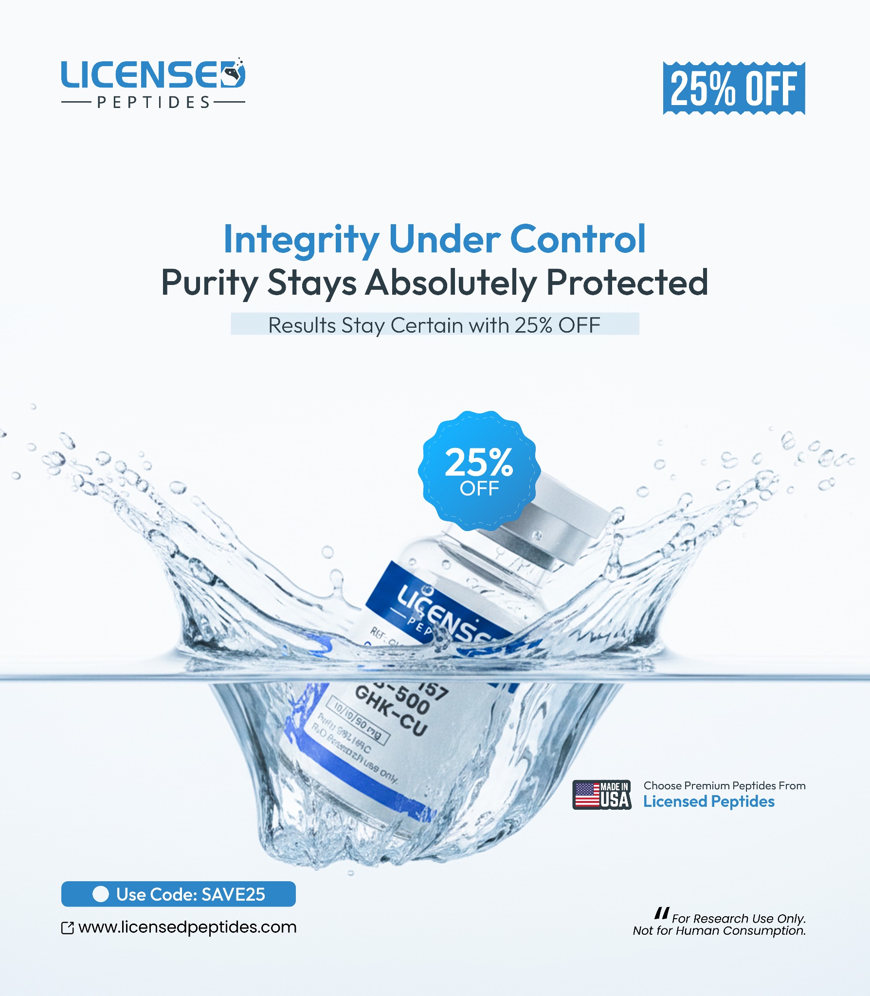 Licensed Peptides Research Facebook ad: 25% OFF Sale Ends Soon