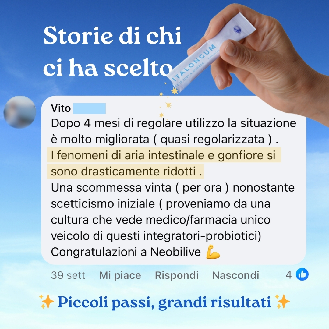 Neobilive Facebook ad: Storie vere di chi ha scelto il probiotico…