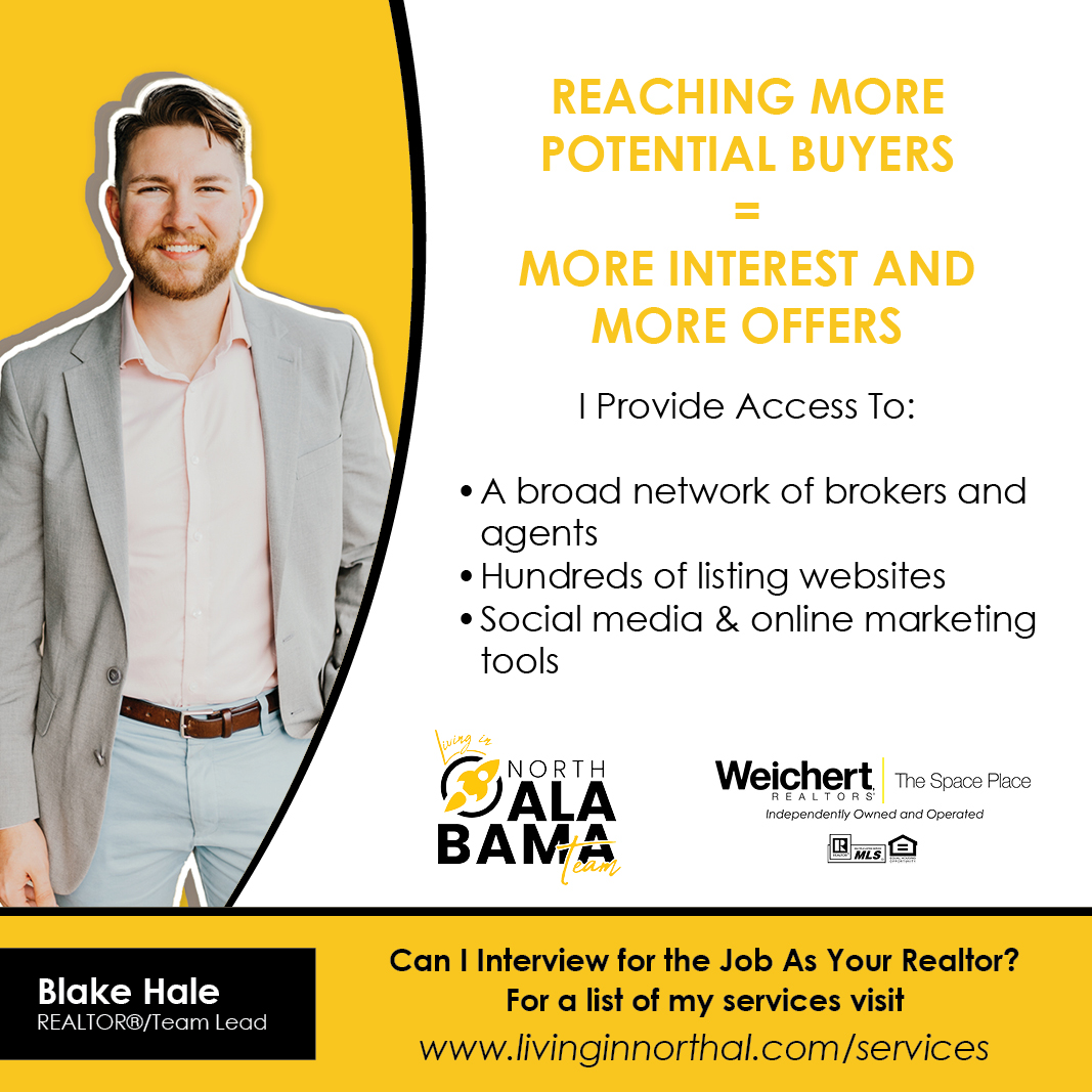 Blake Hale - Weichert, Realtors - The Space Place Facebook ad: Message or Call (256) 221-5803