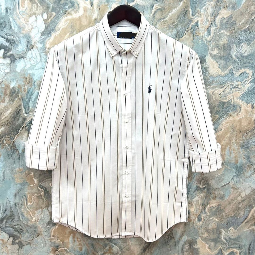White Tailor Facebook ad: Crisp White stripe full sleeve premium cotton shirt for men